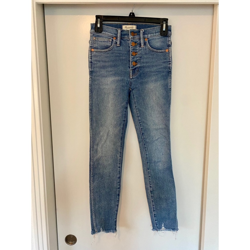 Madewell 10" High-Rise Skinny Jeans: Button-Front Edition in Raw Hem Size 24